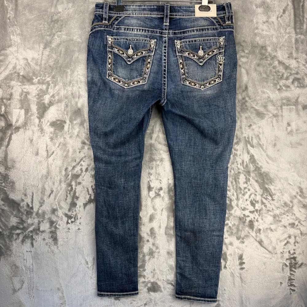 Miss Me Mid Rise Skinny Jeans Womens 33 Blue Embroidered Flap Pocket M9226S - Picture 2 of 16